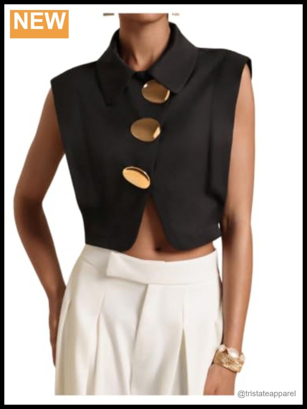 Verdusa Women's Metal Button Blouse Crop Top